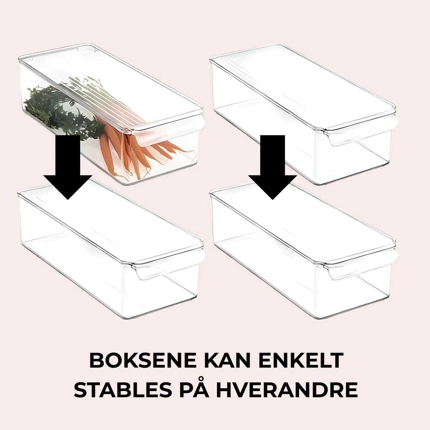 Smal oppbevaringsboks med lokk
