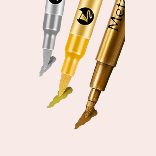 Metallic tusjer 3 stk: gull, sølv og kobber