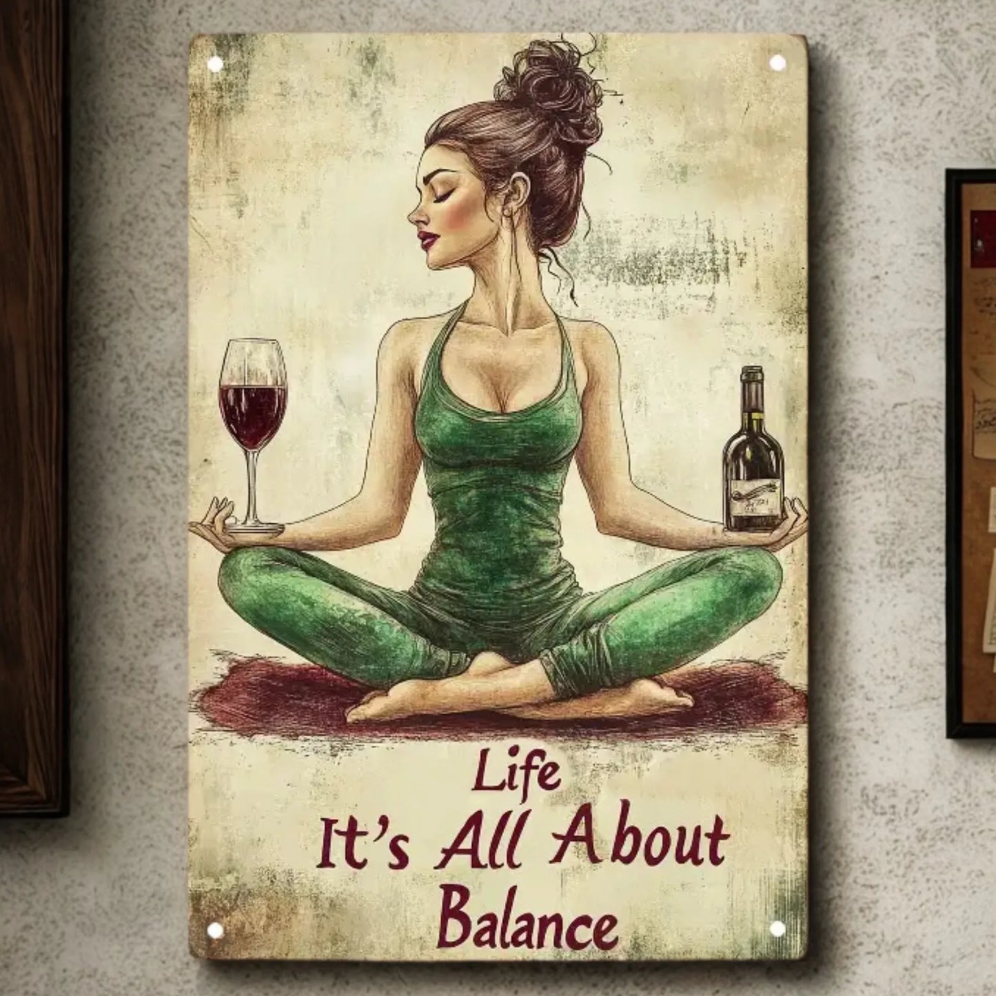 Vintage metallskilt "Livet handler om balanse"