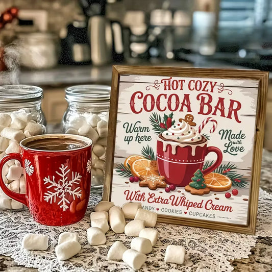 "Hot Cozy Cocoa Bar" treskilt