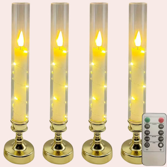 4 hvite lys i lysestake