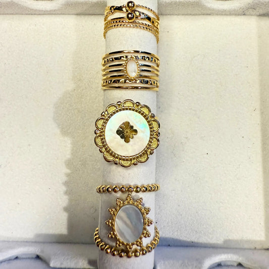 💍 STINE ring- gullbelagt med perlemor