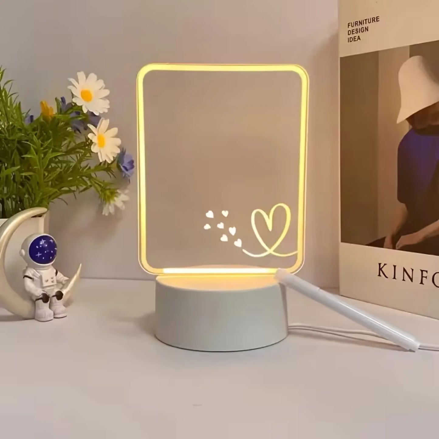 Lysende skilt til å skrive på