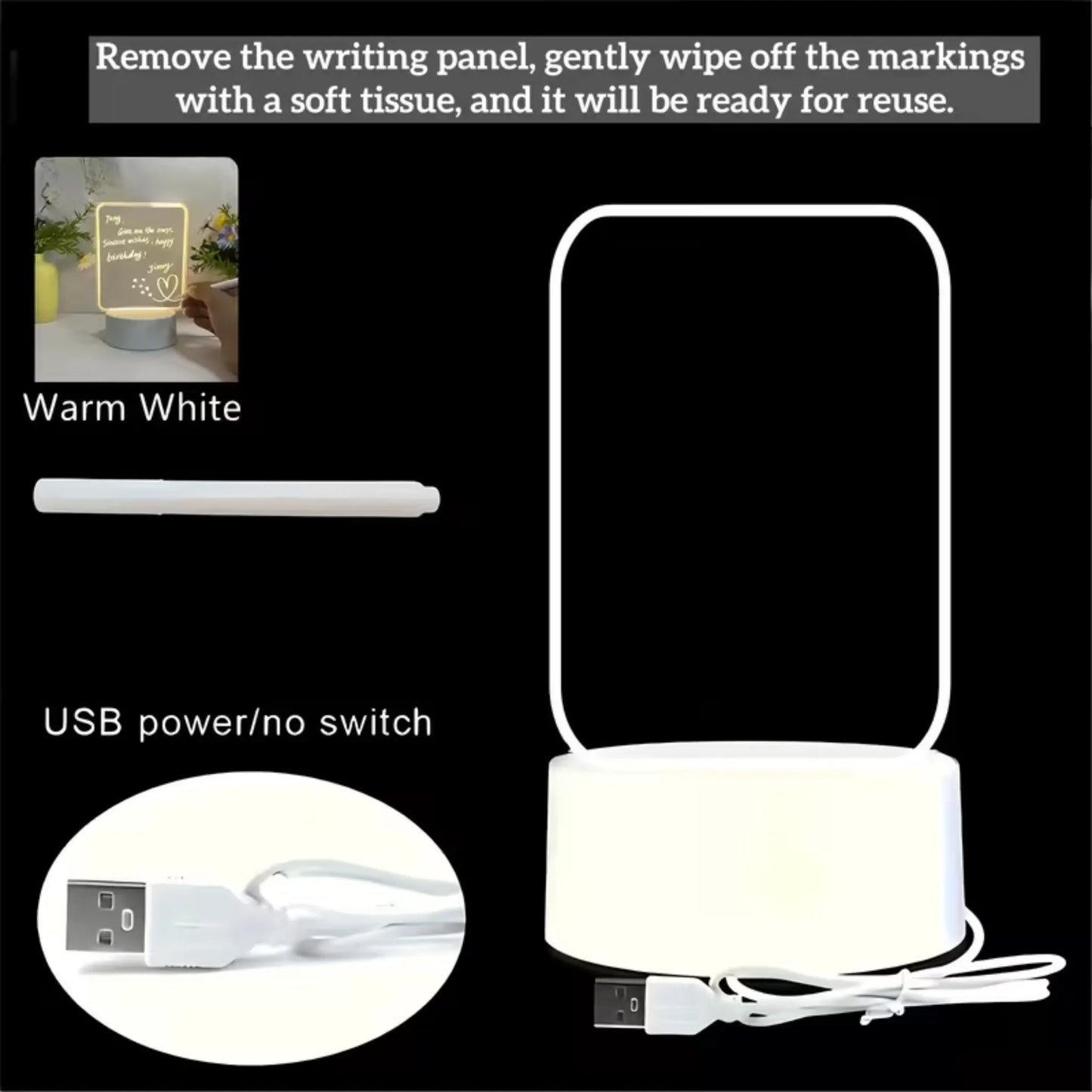 Lysende skilt til å skrive på