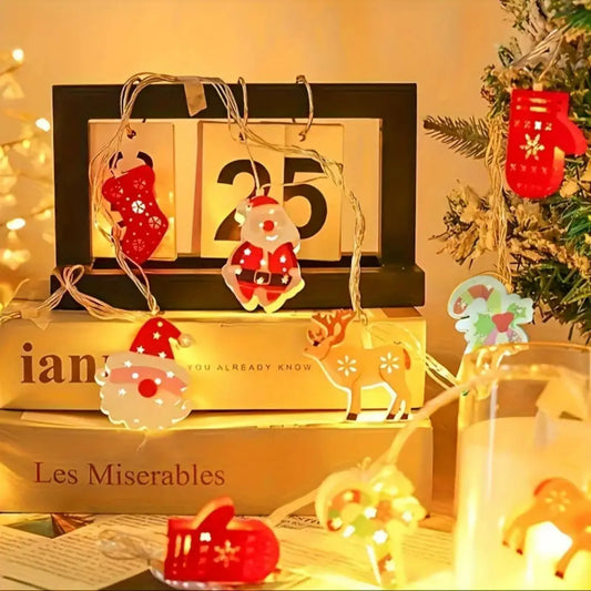 Sjarmerende LED lyslenke med ulike julefigurer