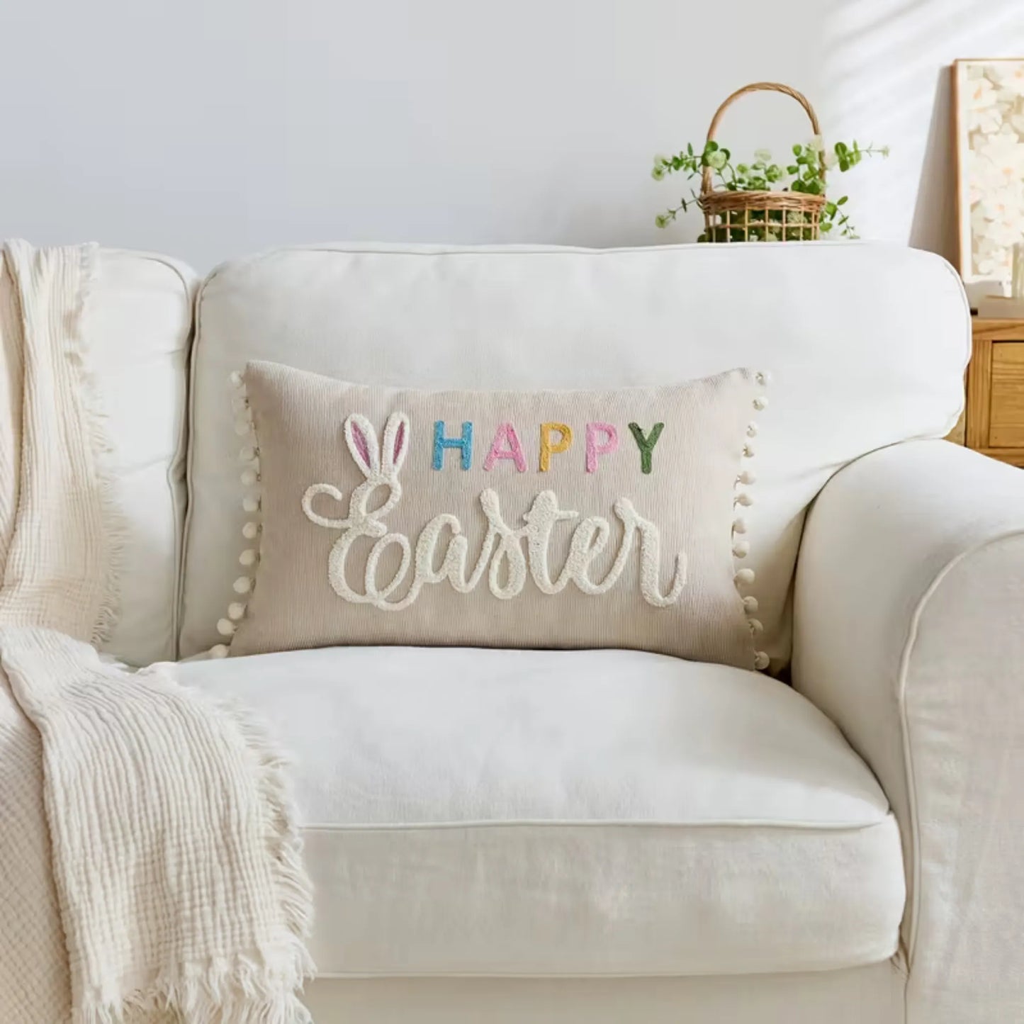 Happy Easter putetrekk med frynser