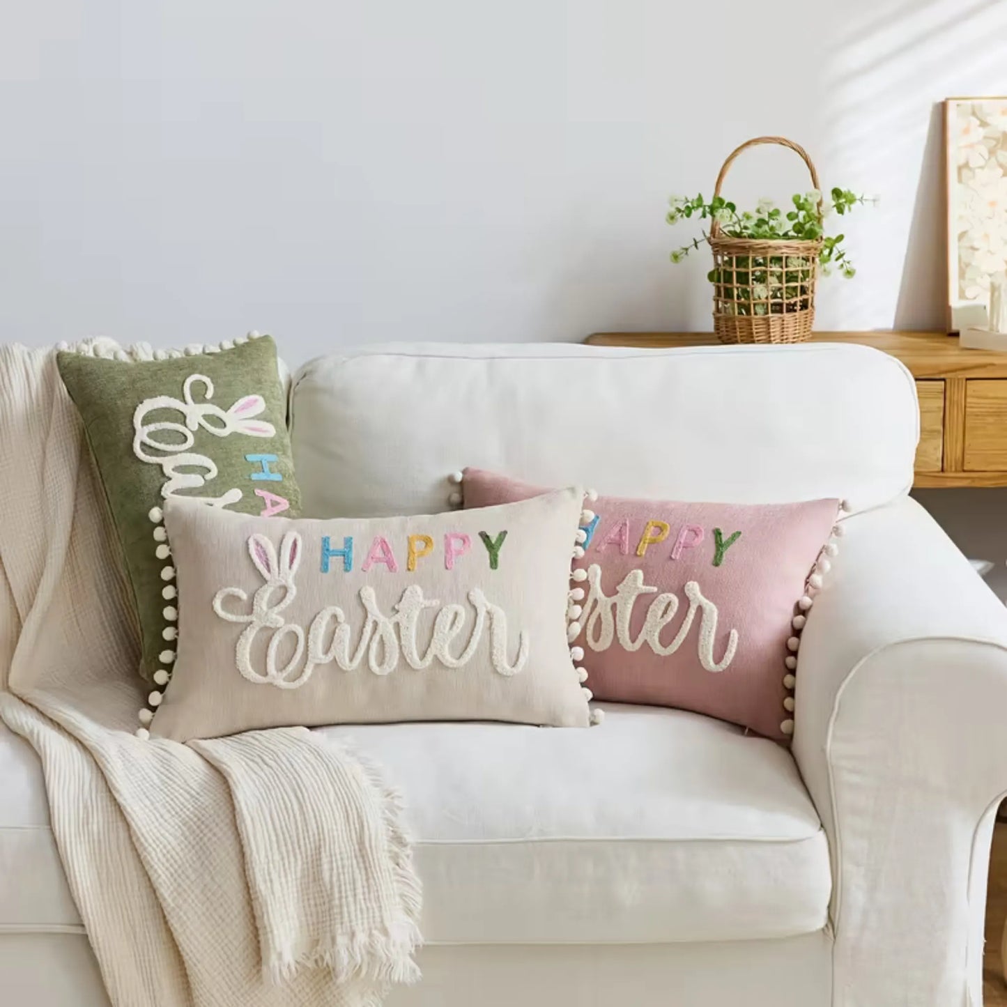 Happy Easter putetrekk med frynser