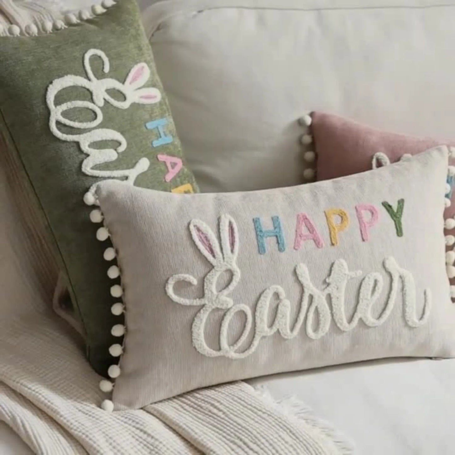 Happy Easter putetrekk med frynser