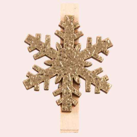 Gull bordkort snøfnugg i tre: 6 stk