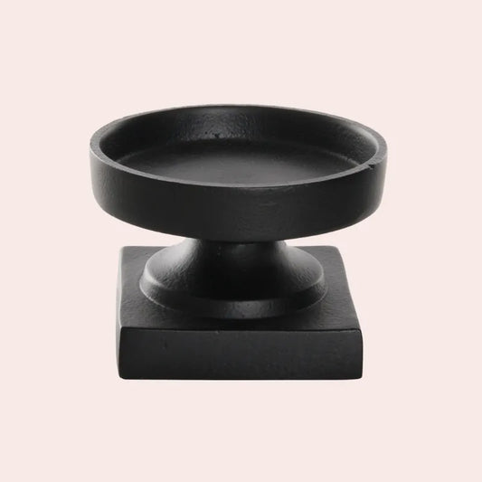 Sort metall lysestake for kubbelys: Ø9 cm