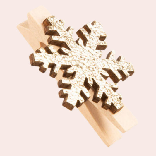 Gull bordkort snøfnugg i tre: 6 stk