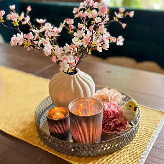 Stor telysholder matt antikk brun