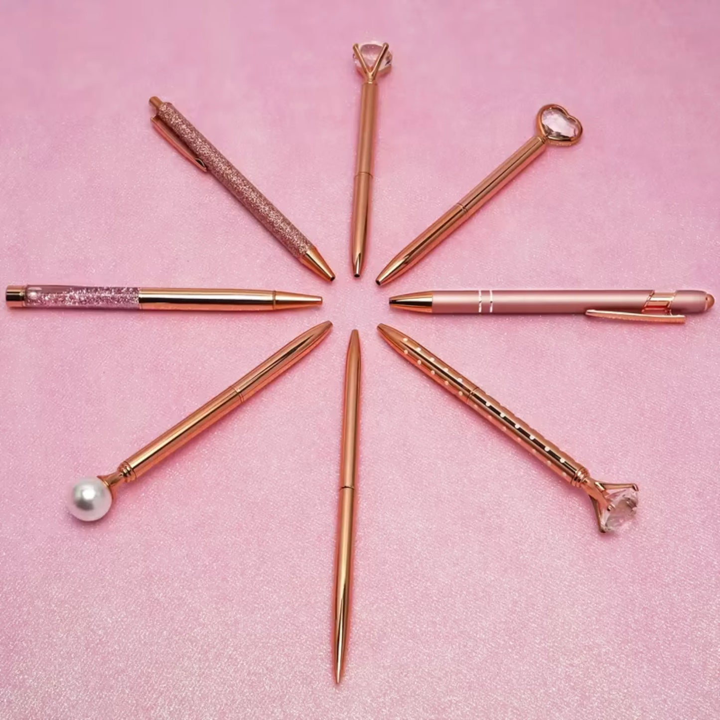 Rosegull metallic pennesett: 8 stk