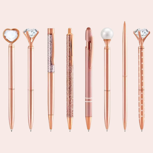 Rosegull metallic pennesett: 8 stk