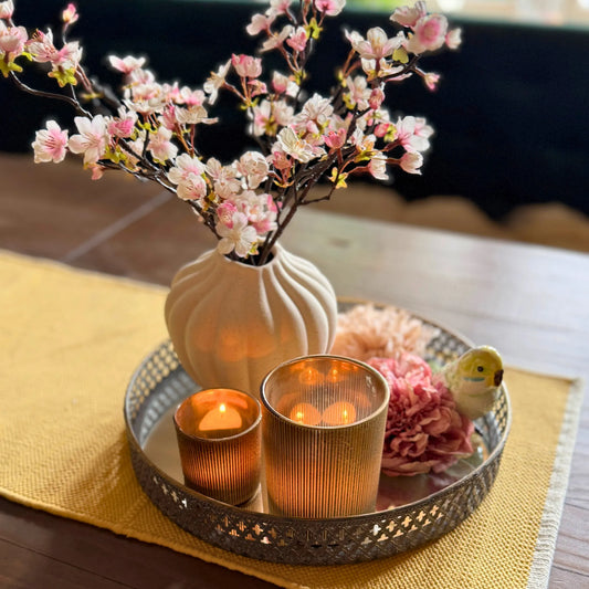 Liten telysholder matt antikk gull