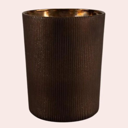 Stor telysholder matt antikk brun