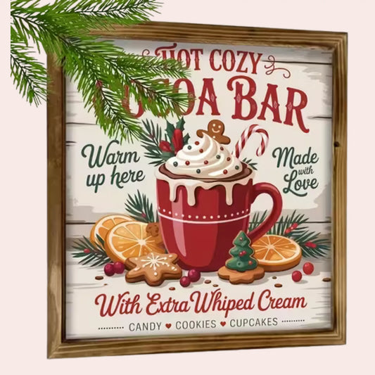 "Hot Cozy Cocoa Bar" treskilt