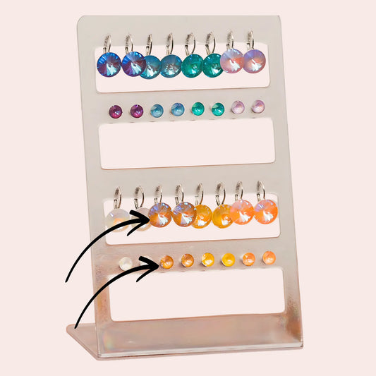 2 par sølv øredobber med ocher Swarovski krystaller