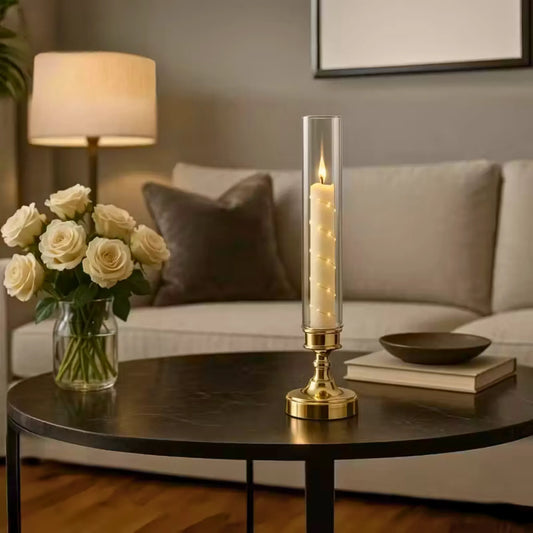 4 hvite lys i lysestake