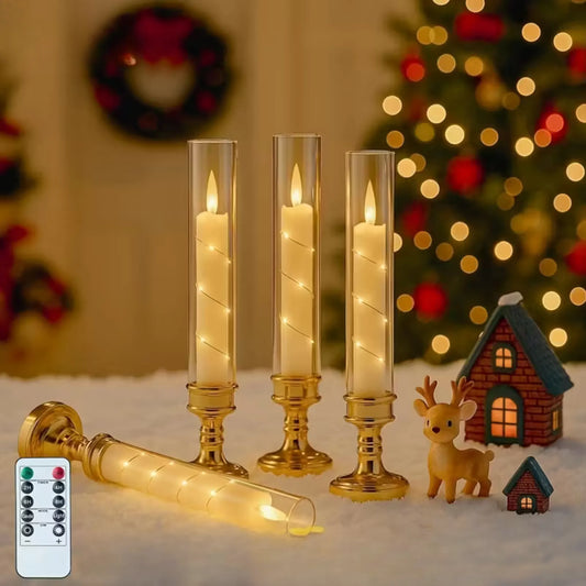 4 hvite lys i lysestake