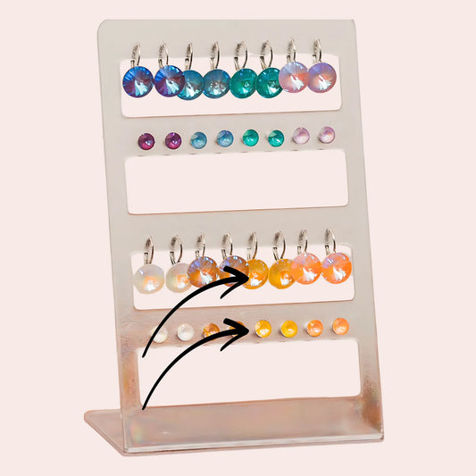 2 par sølv øredobber med yellow Swarovski krystaller