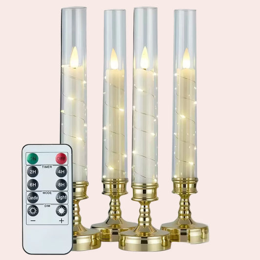 4 hvite lys i lysestake