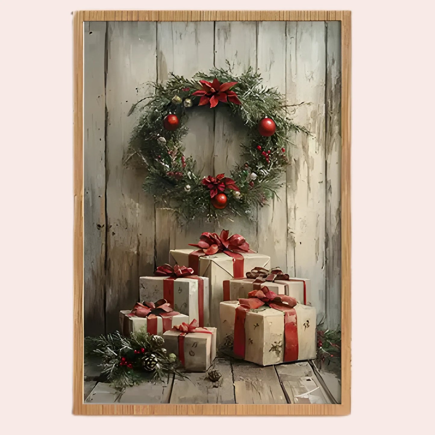 Vintage julemotiv på lerret - 3 stk