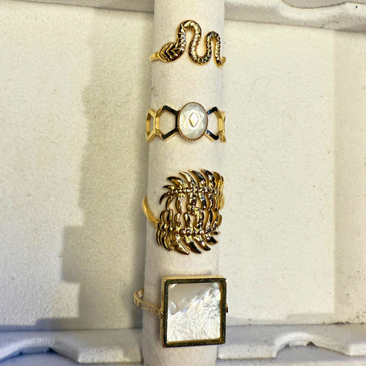 OLINE ring- gullbelagt med perlemor