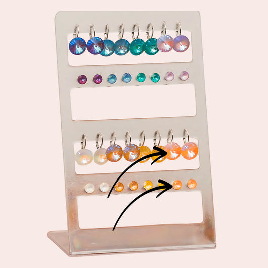 2 par sølv øredobber med peach Swarovski krystaller