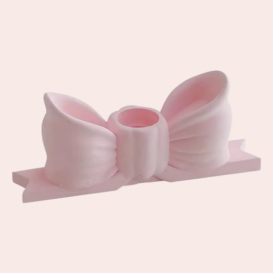 Rosa sløyfe lysestake for kronelys i nydelige pastellfarger