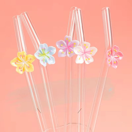 5 blomstersugerør i glass