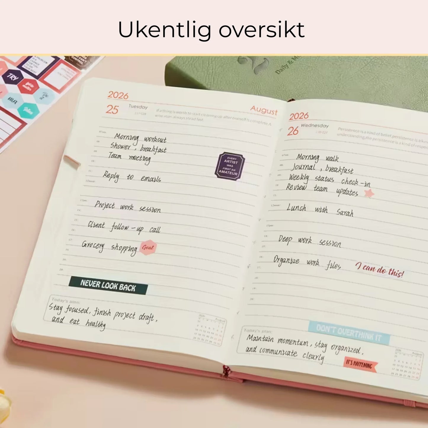 2026 Ukentlig og månedlig planlegger: Blå og lilla