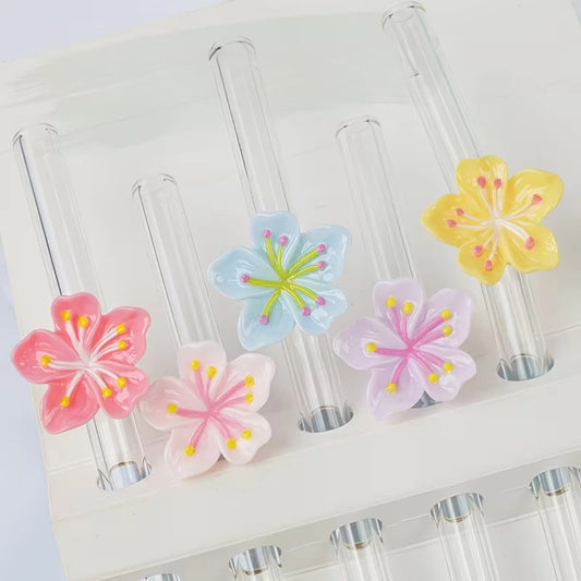 5 blomstersugerør i glass