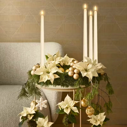 12 elfenbenfargede LED kronelys