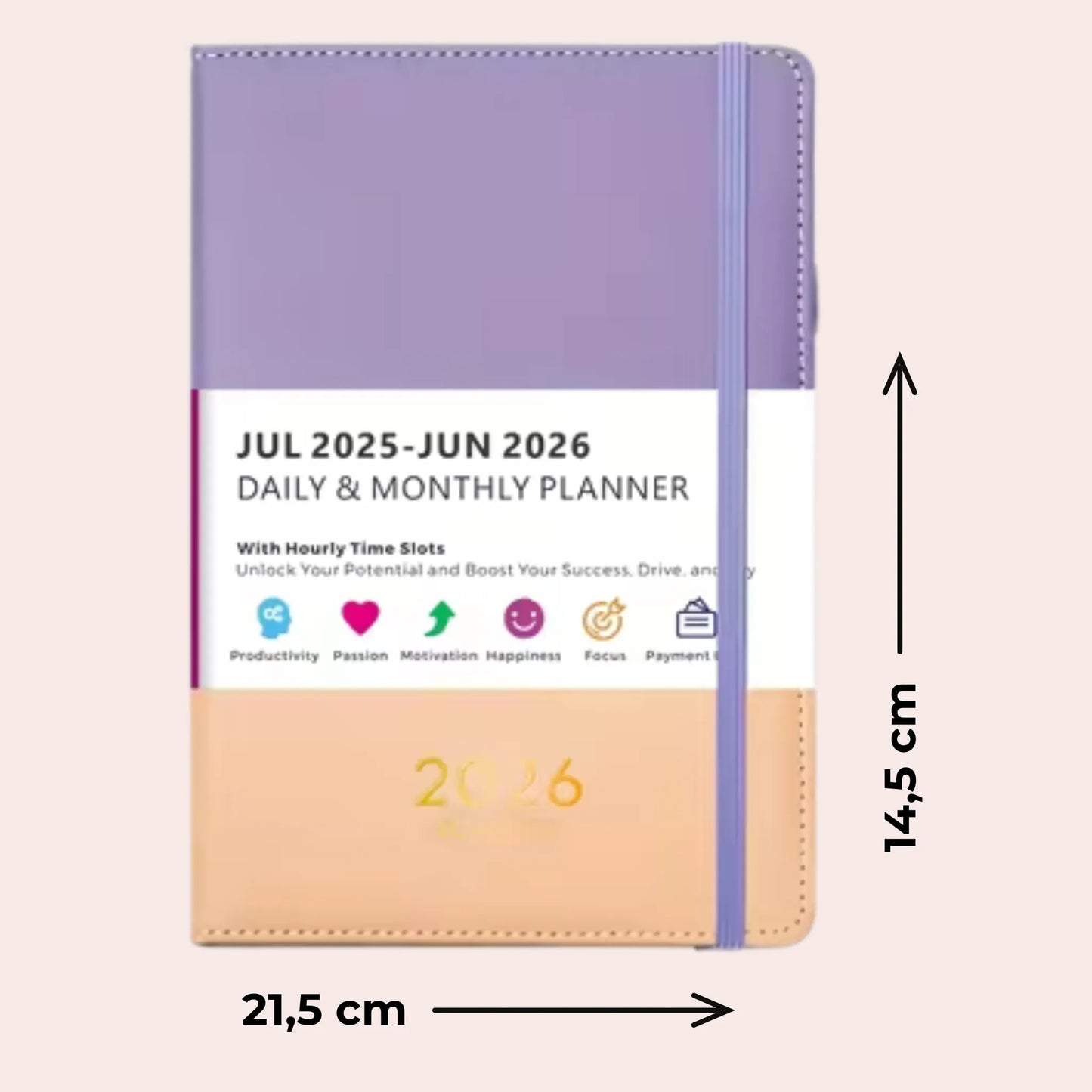 2026 Ukentlig og månedlig planlegger: Blå og lilla