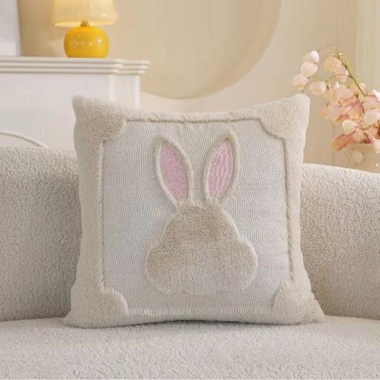 Mykt påskeputetrekk med kanin med rosa ører