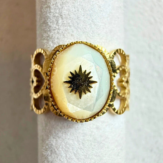 💍 MIRANDA ring- gullbelagt med perlemor