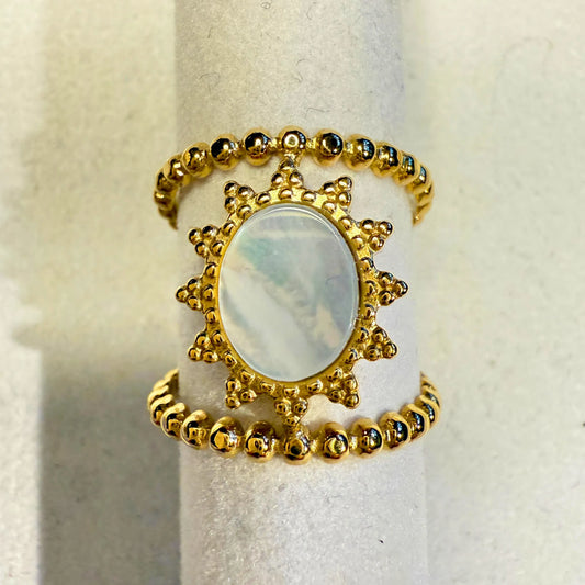 💍 RONJA ring- gullbelagt med perlemor