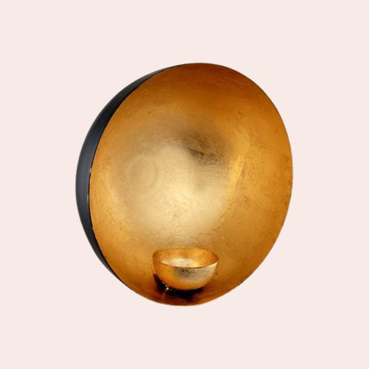 Sort veggstake for telys med gullfarget innside: 3 størrelser