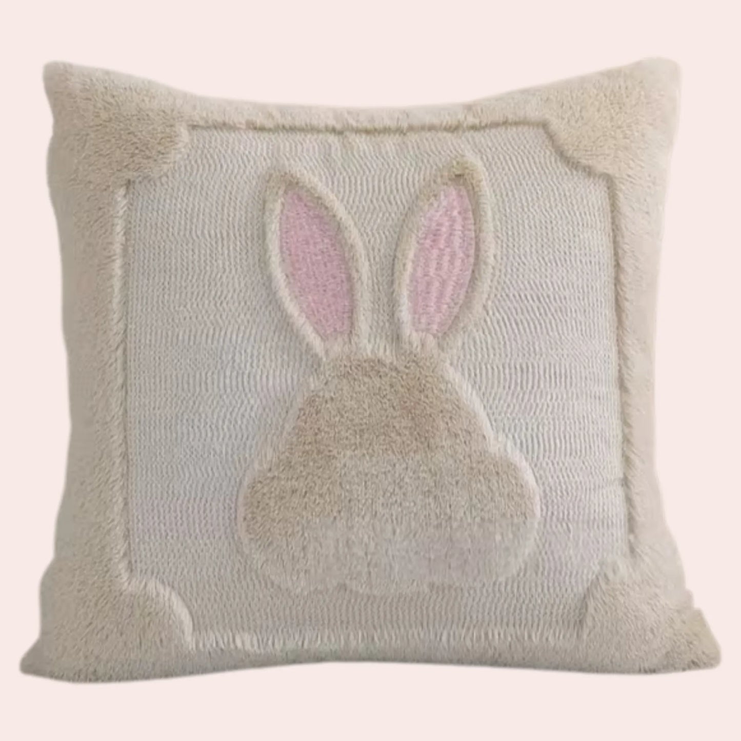 Mykt påskeputetrekk med kanin med rosa ører