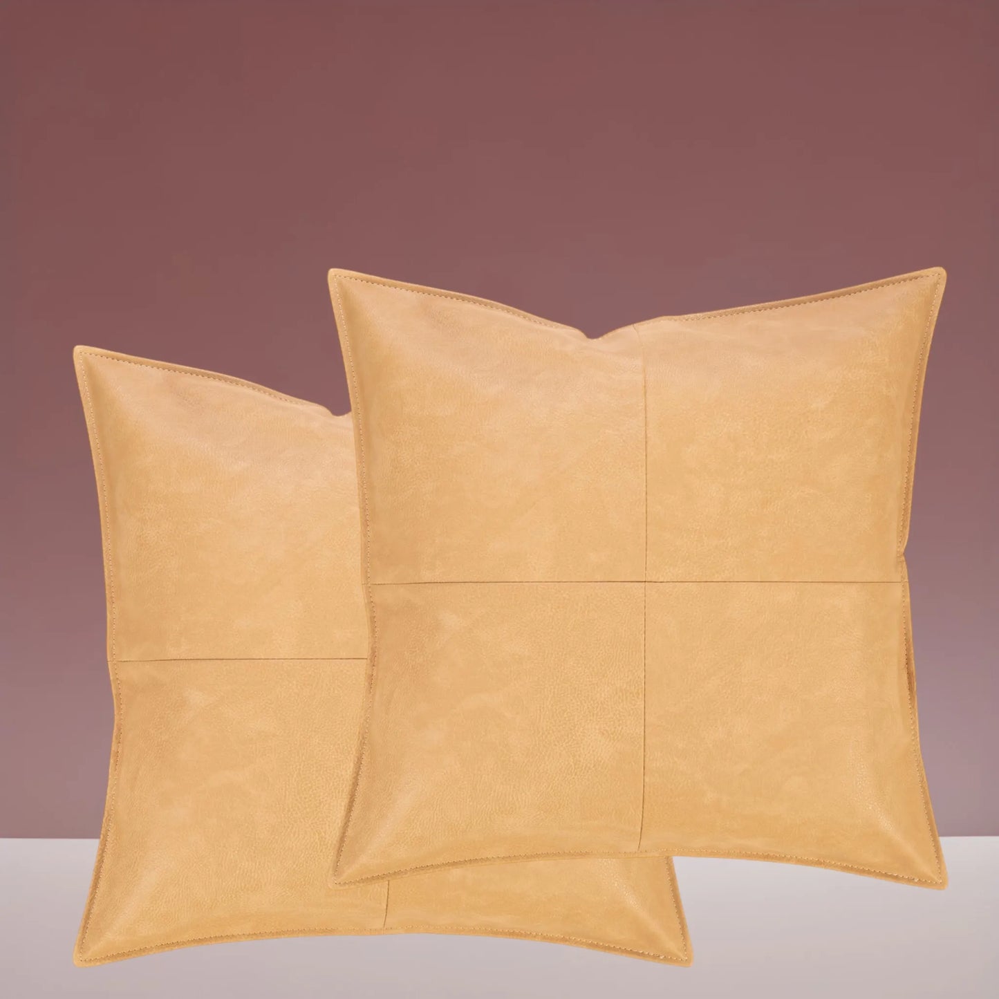 Beige putetrekk i skinn: 45x45 cm