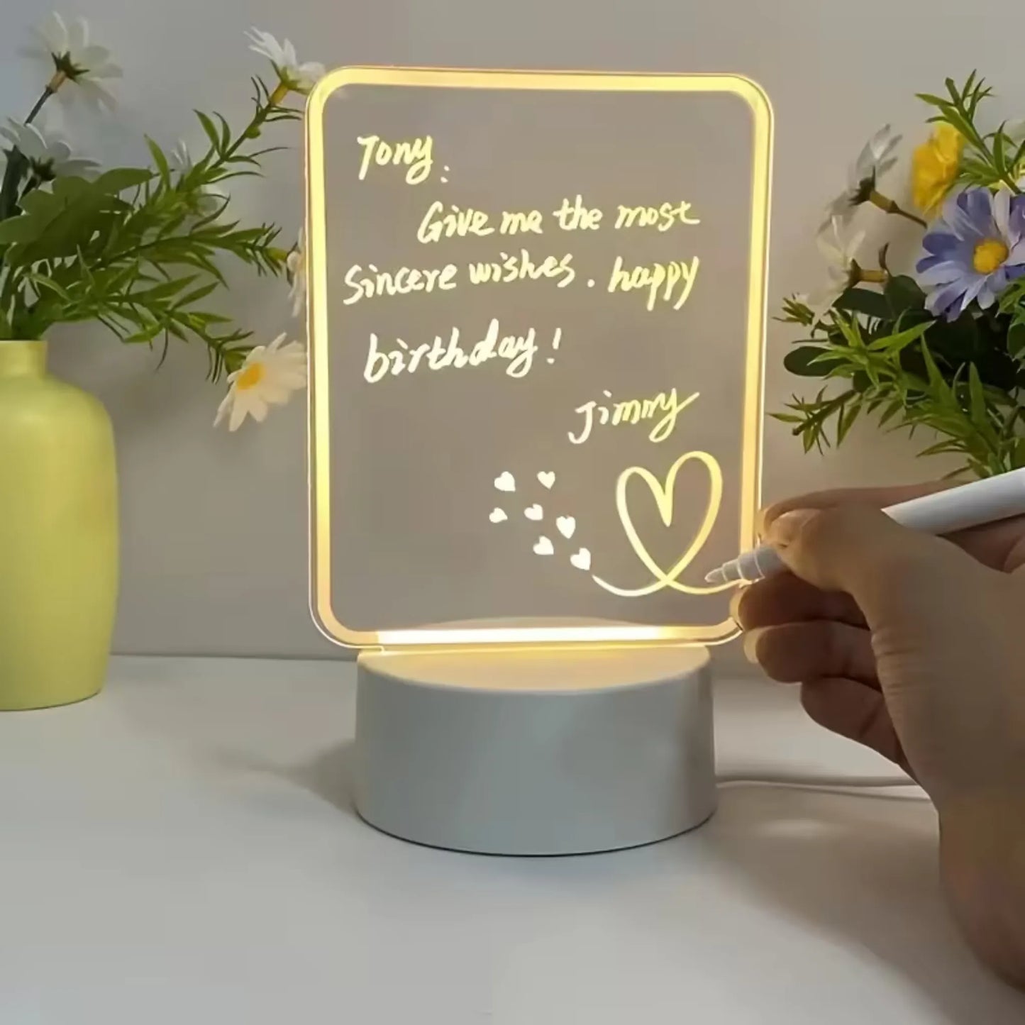 Lysende skilt til å skrive på