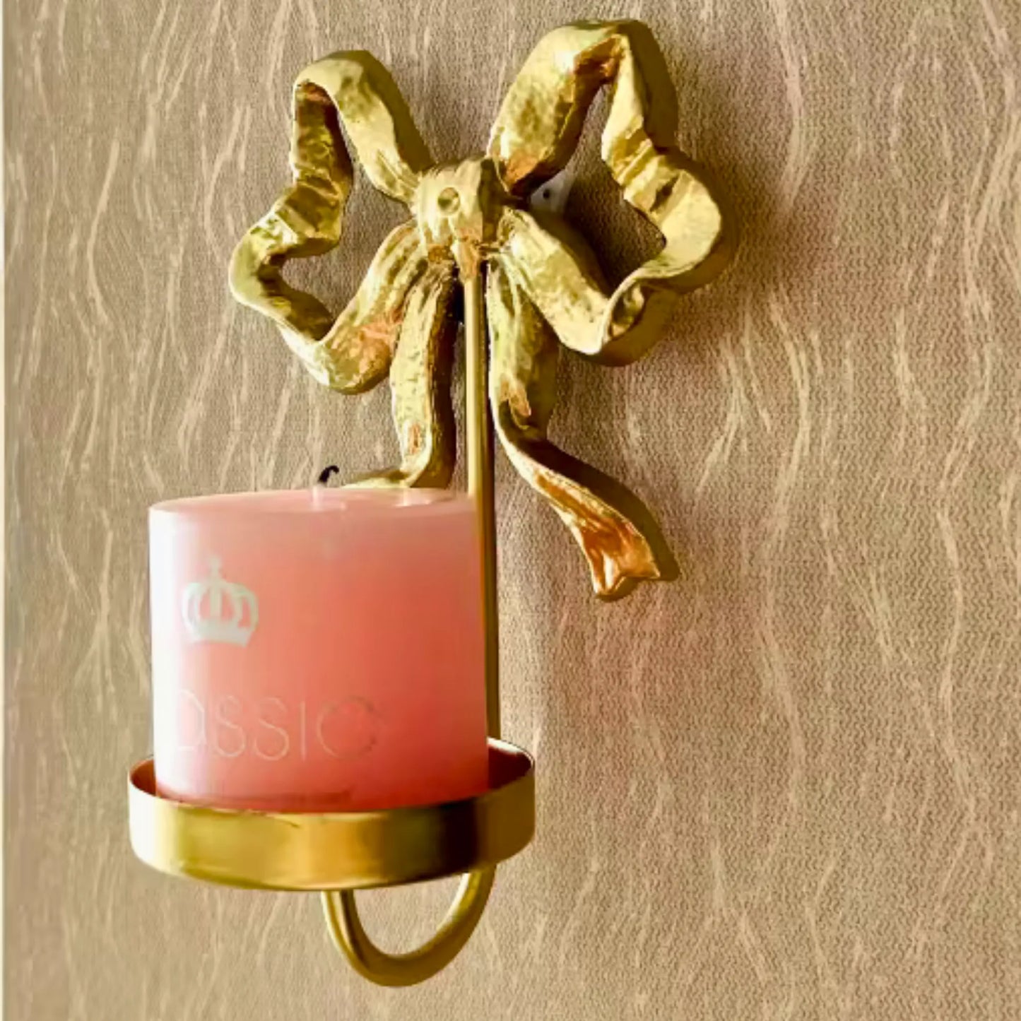 Sløyfe metall lysestake for kubbelys