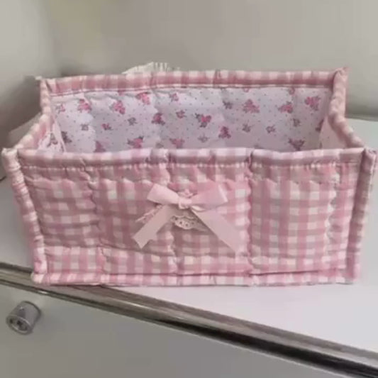 Oppbevaringskurv i stoff med bamser🧸