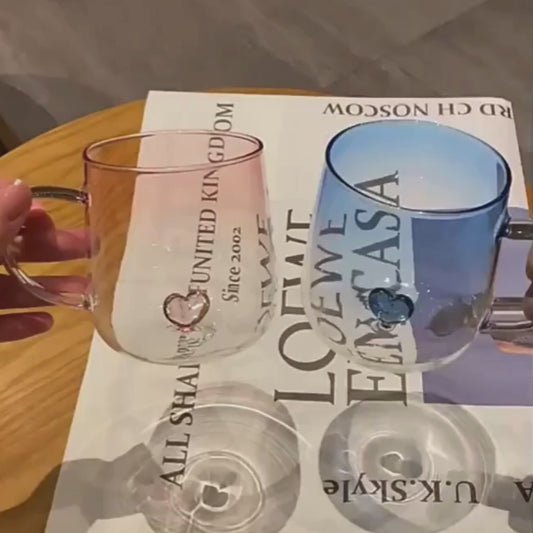 2-pakk rosa glasskopper med hjerte💕