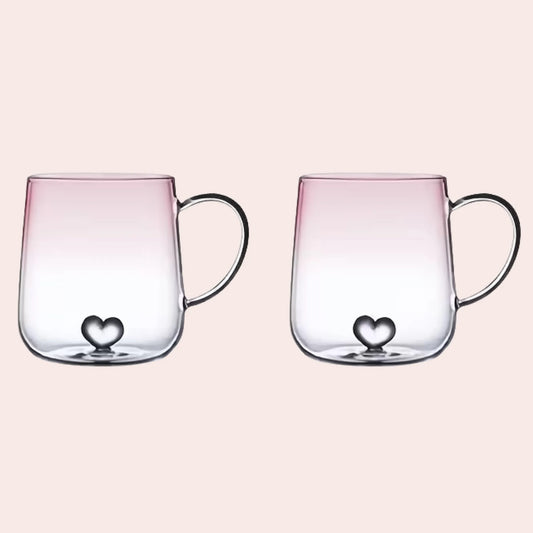 2-pakk rosa glasskopper med hjerte💕